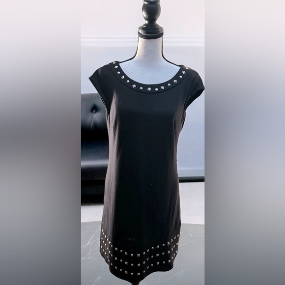 Madison Leigh Black Sleeveless Studded Metal A Line Above the Knee Dress Size 4 - Picture 1 of 14
